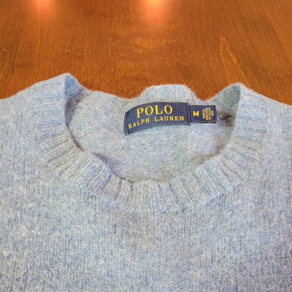 Polo Ralph Lauren Sweater Womens Medium Blue Merino Wool Cashmere Crewneck - Picture 12 of 14